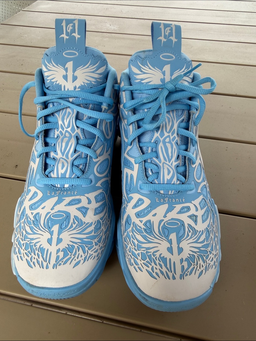 Puma MB.04 LaFrancé Lamelo Ball Light Blue and White Men's Graphic Sneakers - Picture 6 of 6